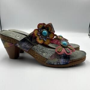 L'Artiste by Spring Step Bari Sandal 42 10 Multi-colored Velcro Leather Shoes